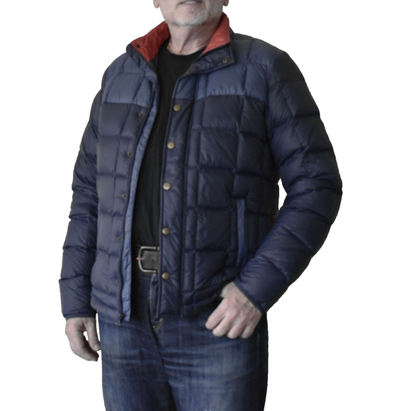 B8 Auth MARINE LAYER Navy/Blue Quilted Down Feathers Archive Puffer Jacket Sz S